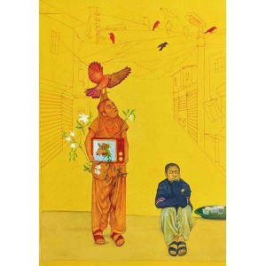 Emaan Rauf, 12 x 10, Gouache on Wasli, Figurative Painting, AC-EMR-003